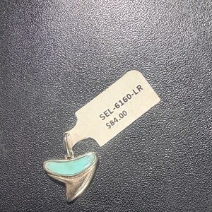 Sterling Silver Turquoise Chevron Pendant - Aqua